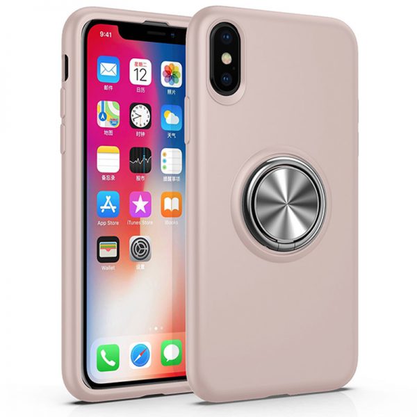 Roze iPhone X / Xs hoesje cover met ring