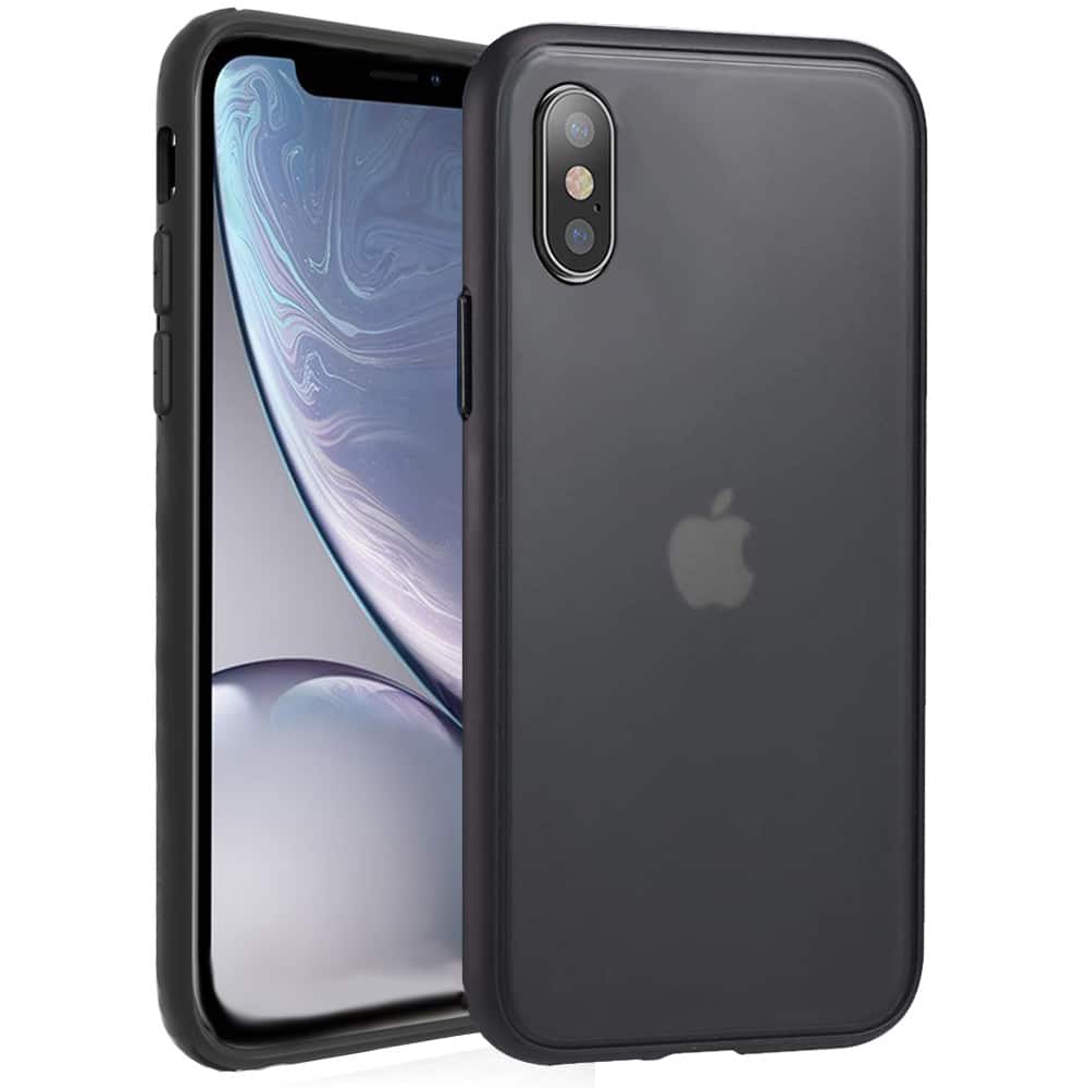 komen kans geluid iPhone X / XS Bumper Hoesje Zwart x Mat Zwart - IYUPP