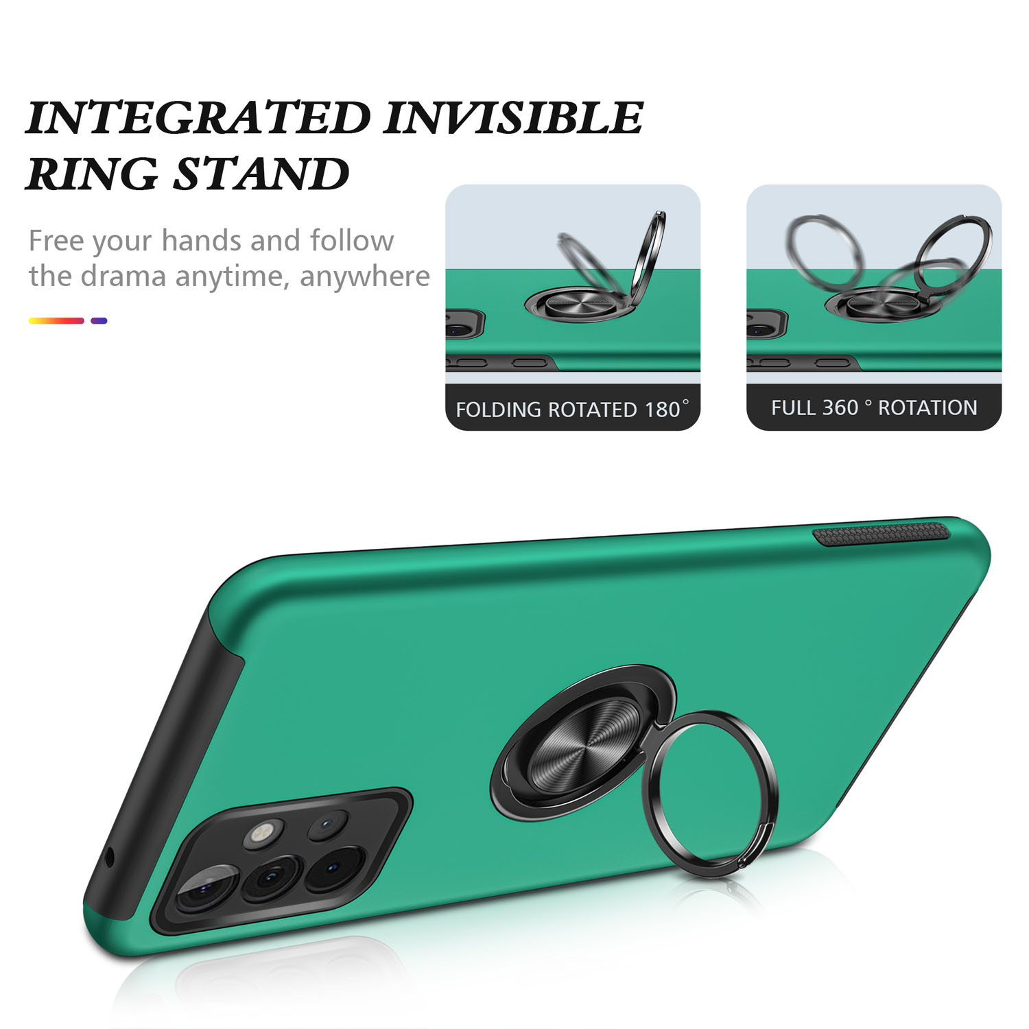 campagne Woestijn dam Samsung Galaxy A72 Hoesje Groen met Ring en Magneet - IYUPP