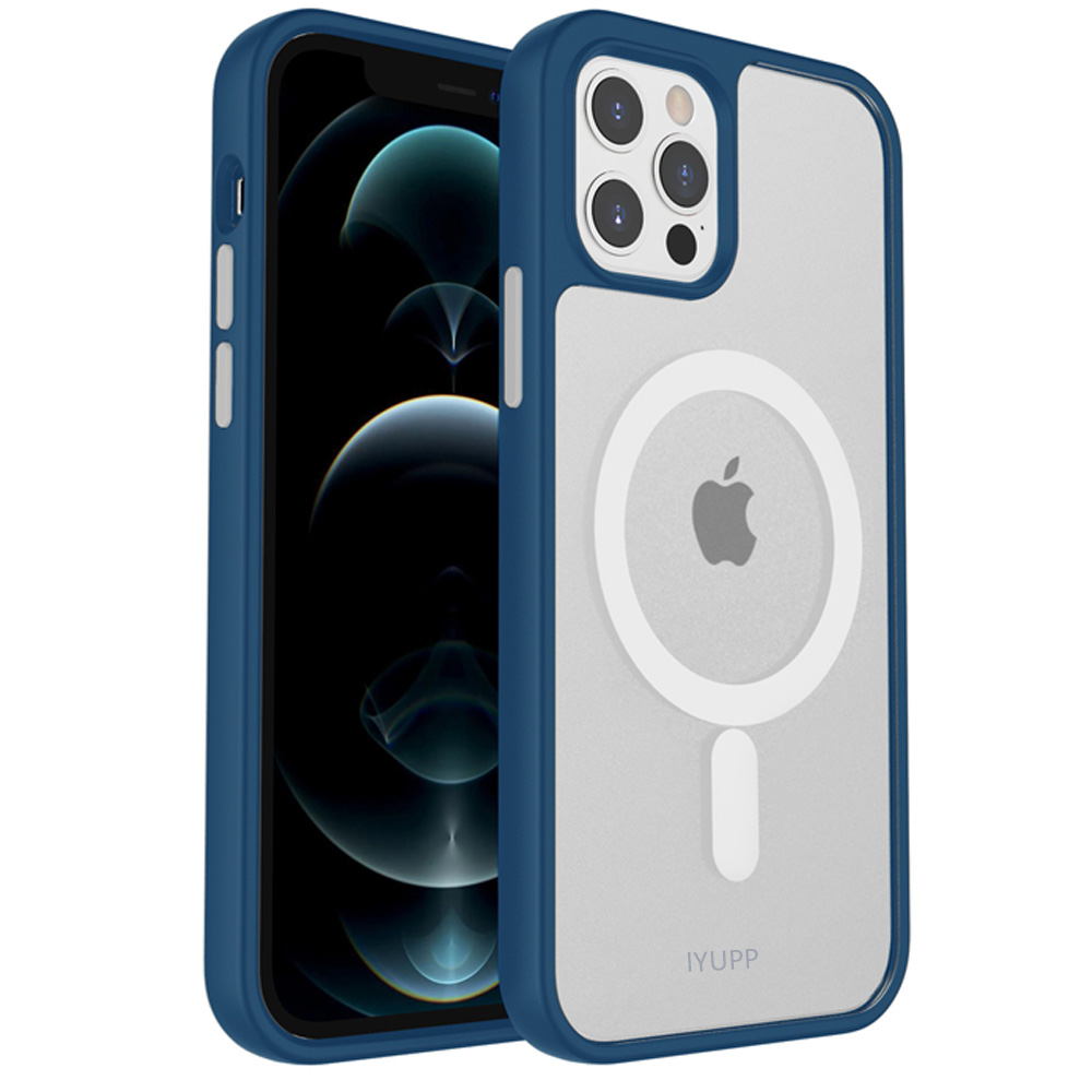 Frons servet Drijvende kracht IYUPP iPhone 12 / 12 Pro Bumper Hoesje Blauw x Transparant met Magsafe -  IYUPP
