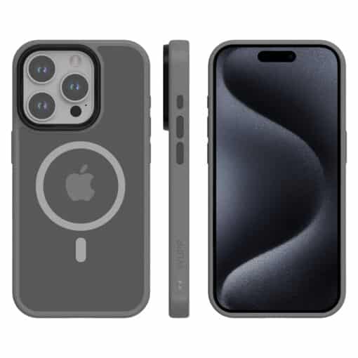 IYUPP iPhone 15 Pro Hoesje Grijs x Zwart - Geschikt voor MagSafe - Afbeelding 2